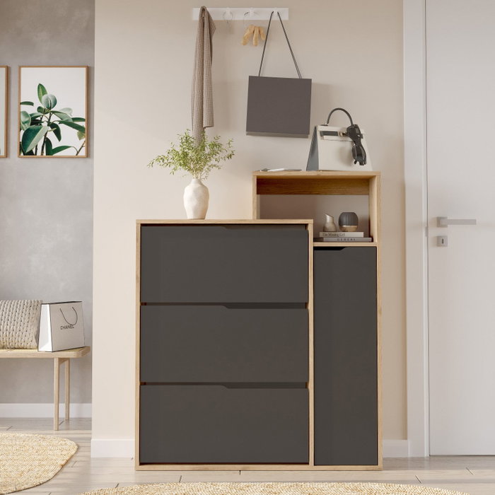 Hanah Home Ico3-Sa Armario para zapatos Roble y antracita Hanah Home Ico3-Sa Armario para zapatos Roble y antracita